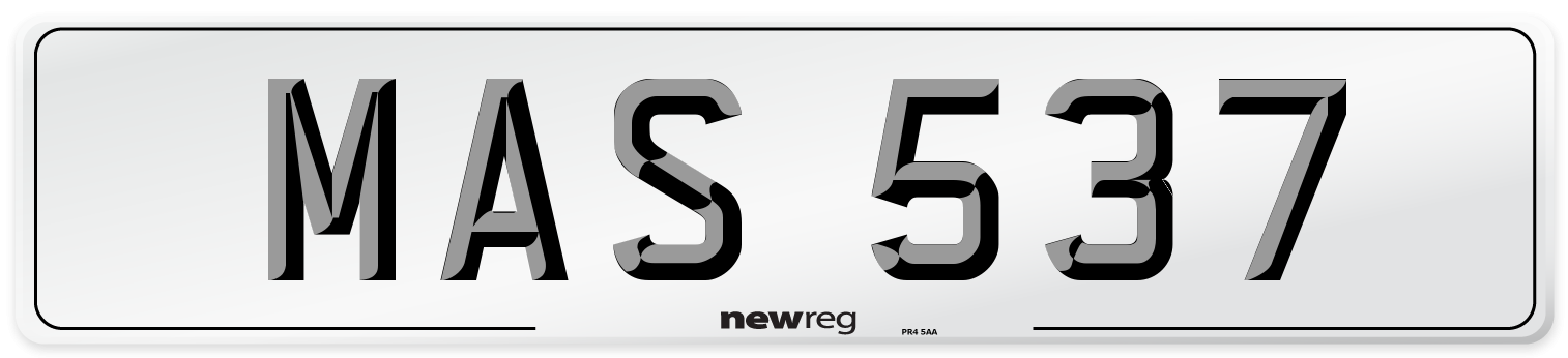 MAS 537 Number Plate from New Reg